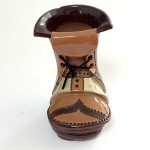 Holly's Laguna Ceramics Terra Cotta Clay 8" Lace up Artist Signed Shoe Sculpture